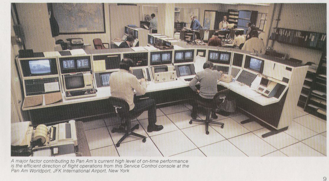 1981 The Pan Am Service Control Center at New York JFK Airport.  This terminal 'nerve center' was opened to improve operational communication and improve on-time performance.
